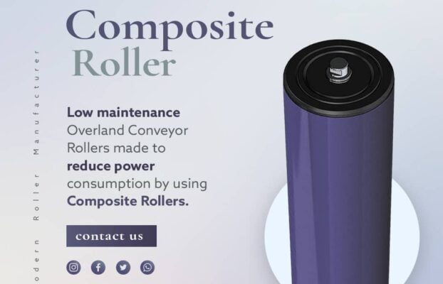 Low maintenance Overland Conveyor Rollers made to reduce power consumption by using Composite Rollers.